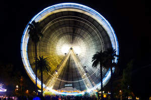 observation wheel at night